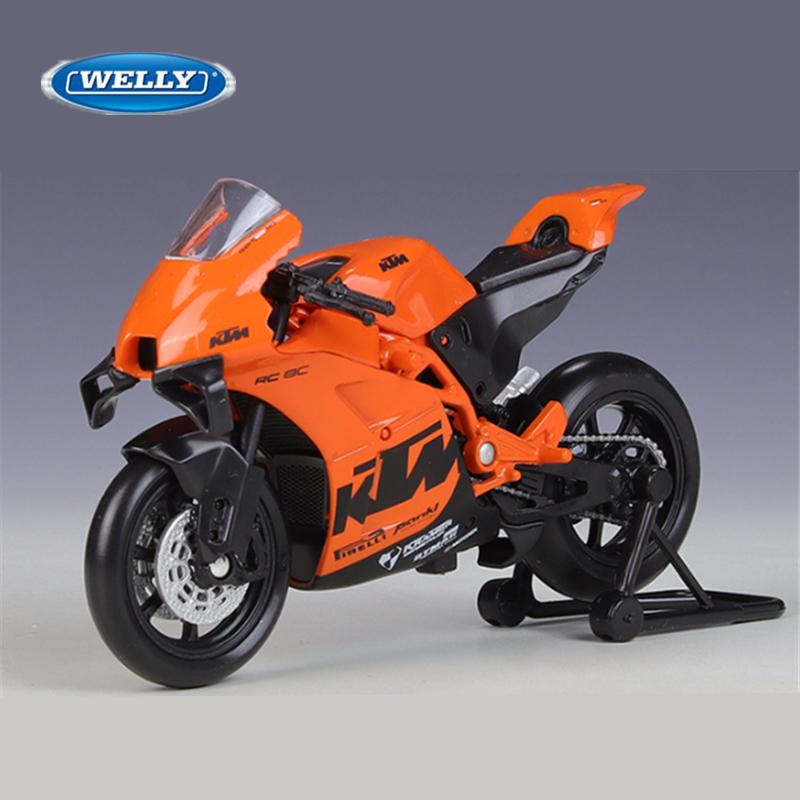 Welly 1/18 KTM RC 8C Alloy Street Sports Motorcycle Model Diecasts Metal Road Racing Motorcycle Model Simulation Childrens Gifts