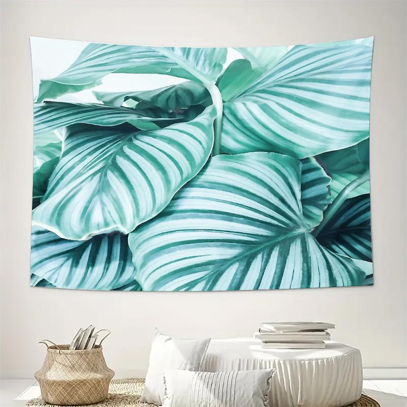 Botanical Tapestry Green Leaf Wall Hanging Nature Decor Jungle Room Aesthetic Dorm Wall Art Home Decor Bedroom Living Room Wall