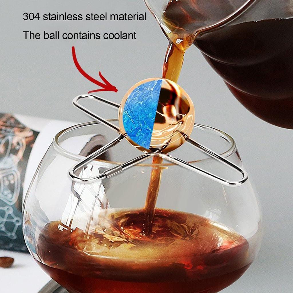 Coffee Cooling Sphere Rapid Temperature Reduction Sphere Stainless Steel Spheres for Whiskey Cocktails Iced Coffee