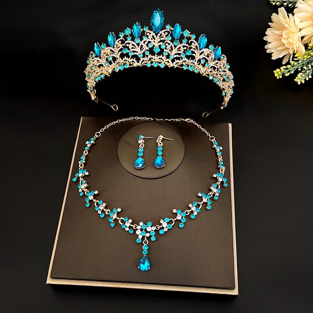 New Bridal Tiara Necklace Three-piece Set Crown Wedding Accessories Bridal Set