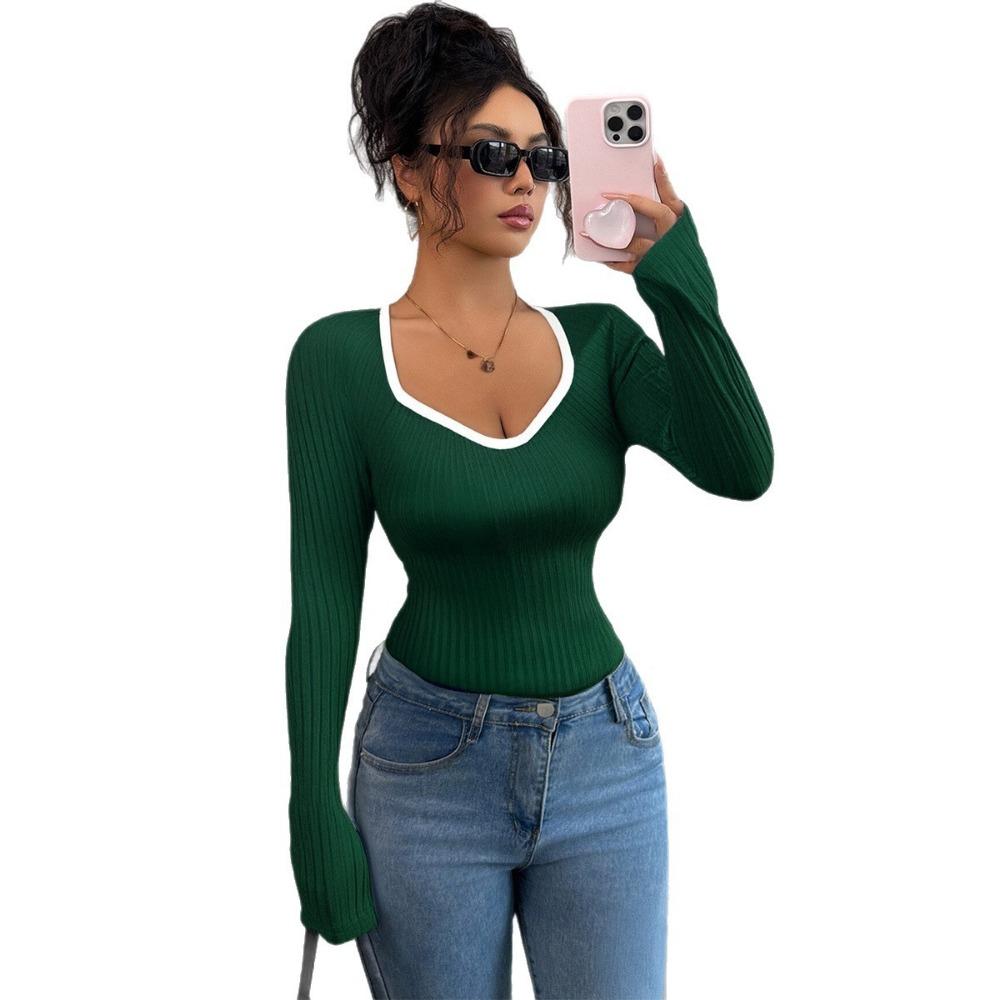 Casual Simple Style Long-sleeved Slim T-shirt Women's Clothing 2025 Autumn and Winter