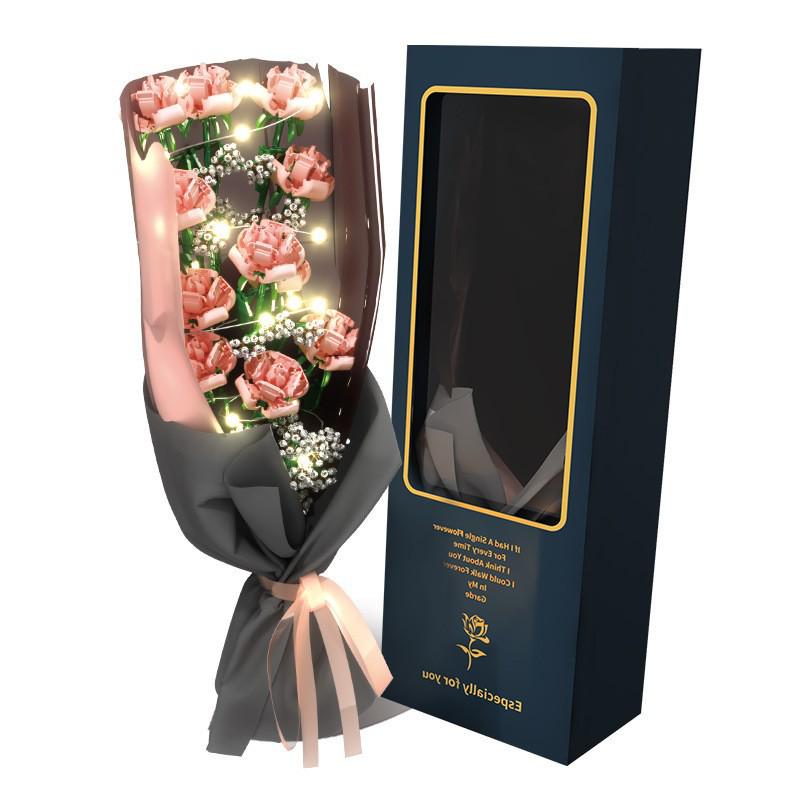 ShengBao Valentine s White Rose Bouquet Building Blocks Toy Set 595*200mm