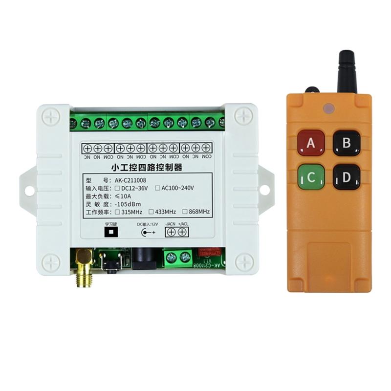 Wireless Remote Switch DC 12V 4 Channel Multi-Function Remote Control Switch 315/433Mhz Transmitter Electronic Contr