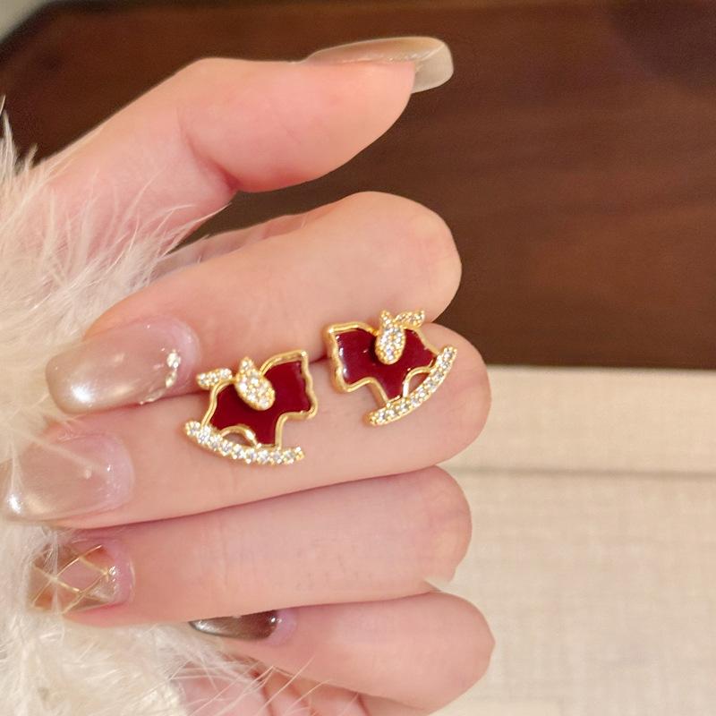 French simple zircon natal year pony pendant necklace accessories women's sweater chain necklace