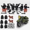 Figurine Militaire Bloc de Construction Soldat SWAT Noir Anti-Émeute Armé Moto Jouet 6 Ensembles Pyp