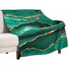 Emerald Green Malachite Faux Marble With Gold Glitter Throw Blanket Luxury Thicken Nap Luxury Designer Blankets