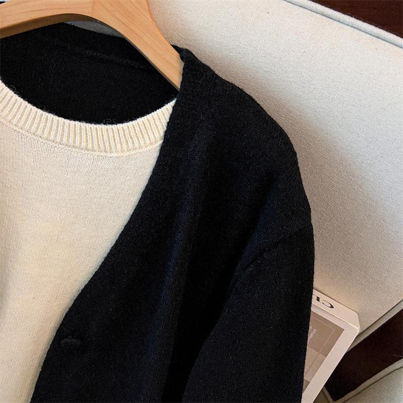 Plus Size Women’s Sweater Cardigan Two-Piece Set, Bust 150/160, Loose Fit