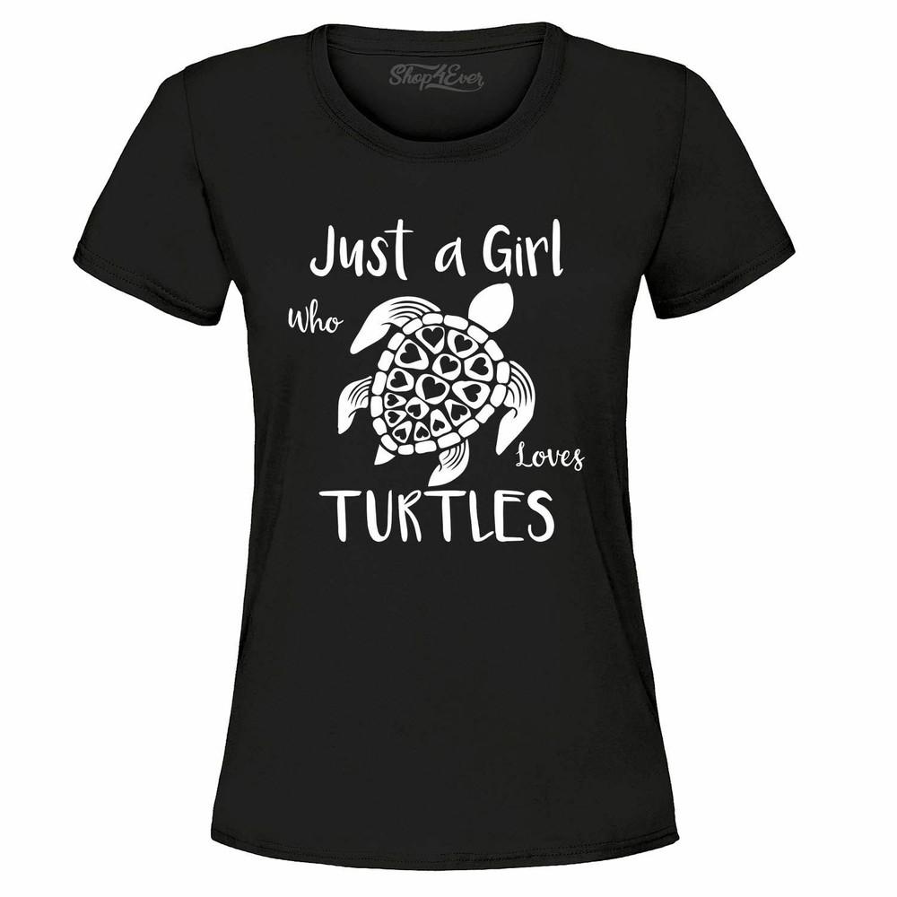 

Just A Girl Who Loves Turtles Women s T-Shirt Turtle Lover Marine Bio Shirts XL