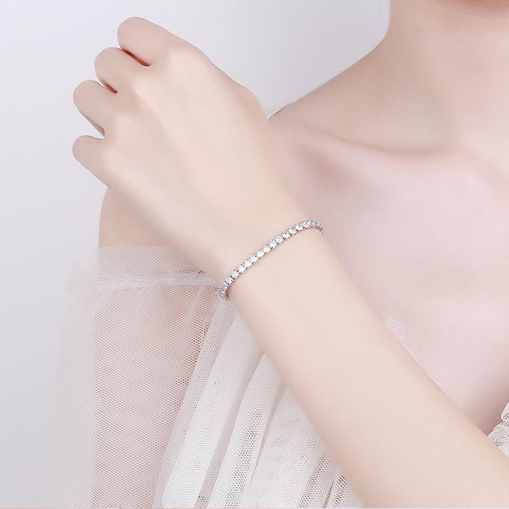 925 Sterling Silver Bracelet Love Elegant Zircon Tennis Crystal Chain for Women Fashion Noble Engagement Wedding Glam