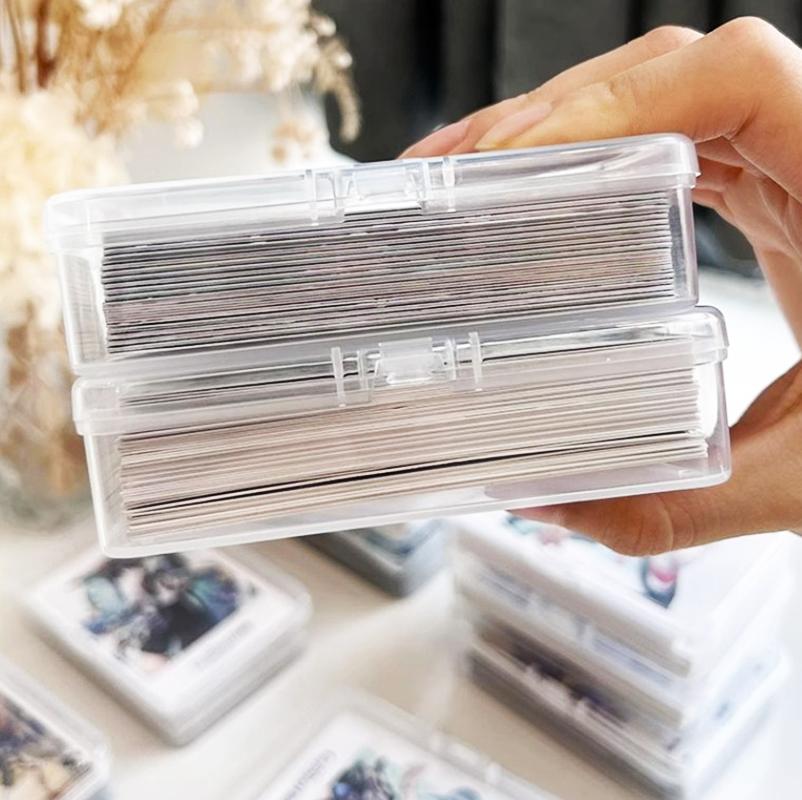 Transparent Idol Kpop Star Photo Storage Box With Flip Lid Photocards Holder Small Card Collection Card Dustproof Storage Box