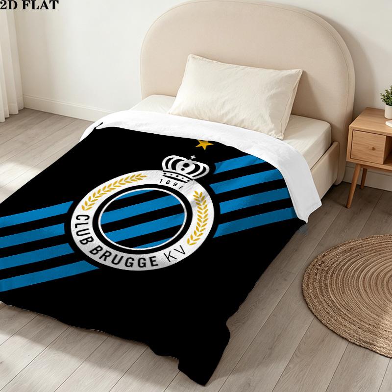1PC Club Brugge Kv Patterned Flannel Blanket Suitable For All Seasons For Home Decor Warmth And Comfort Gifts Holiday Present