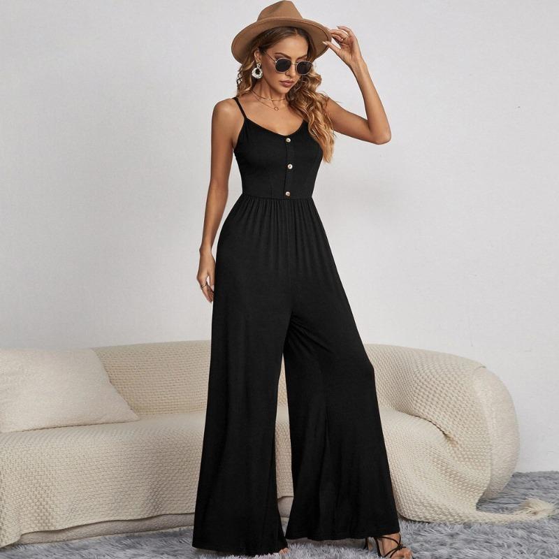 Women's New Summer Jumpsuit Solid-color Casual PulloversSleeveless Loose Jumpsuit for Women