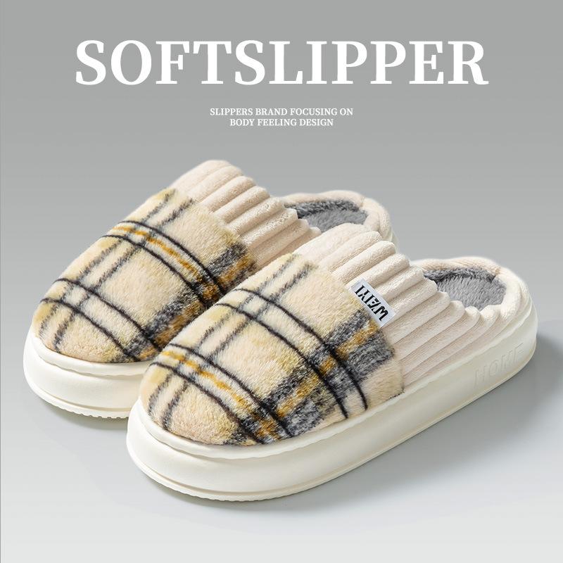 New Autumn and Winter Cotton Slippers Home Thick Bottom Warm Non-slip Deodorant Outer Wear Velvet Confinement Slippers