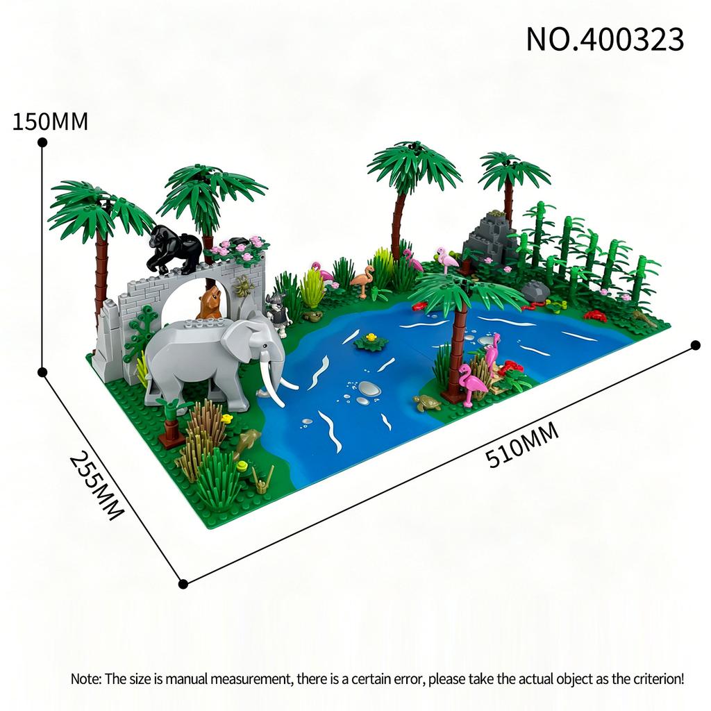 Serie Creativa Foresta Pluviale Tropicale Scena Fiume Giocattoli Blocchi da Costruzione