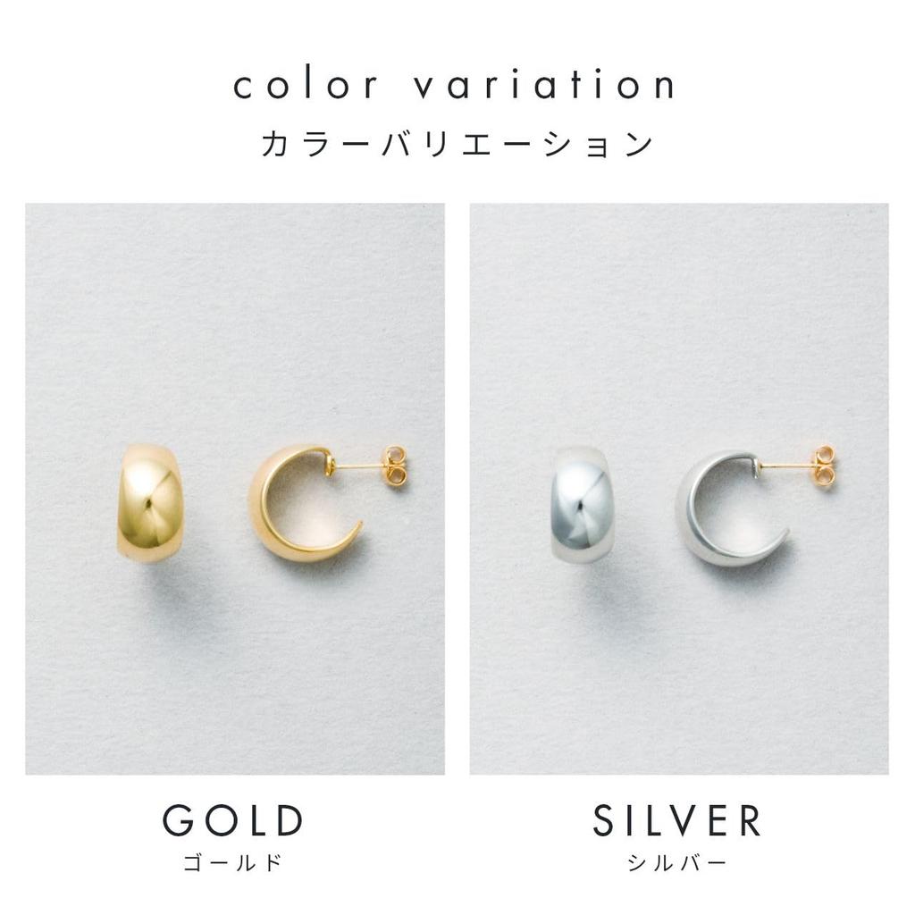 HRYS In Japan 18K Plump Small Hoop Earrings 3712 [HILLYS] [Made Post] G-Shaped (Silver)