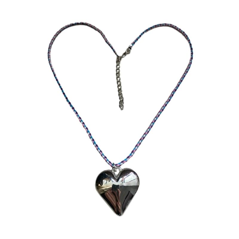 Y2K Style Heart Pendant Necklace Heart Pendant Choker Love Necklace Pendant Neck Jewelry for Nightclubs and Parties