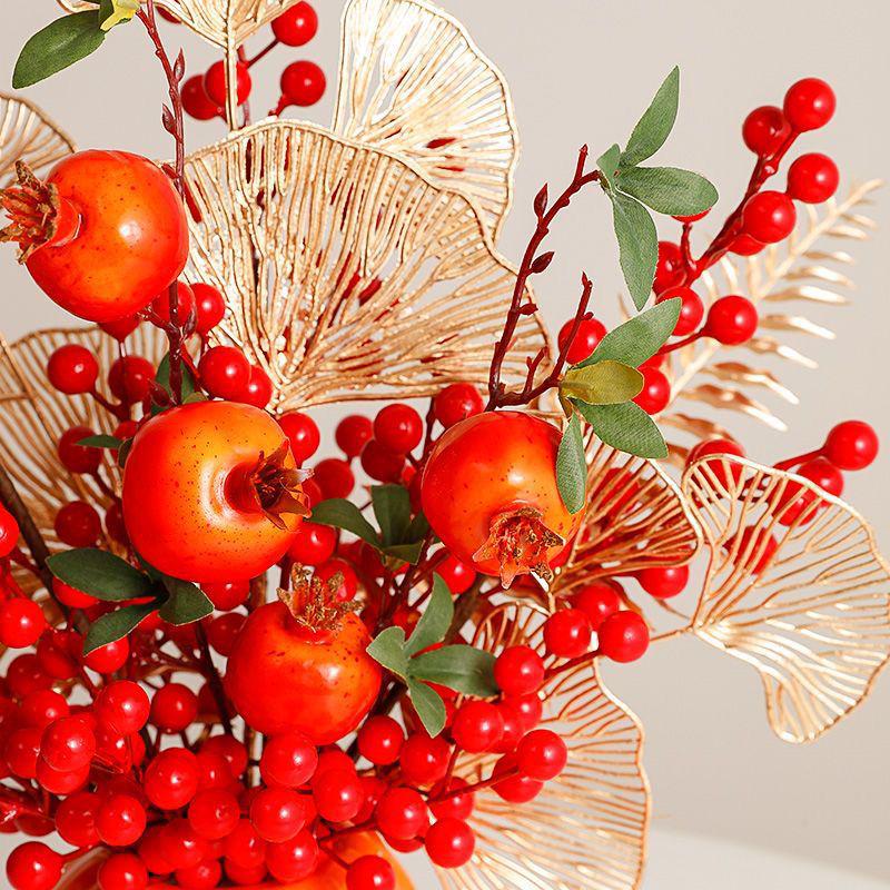 Red Persimmon Artificial Flower for Wedding, New Year, Living Room, Dining Table, TV Cabinet, and Housewarming Decor