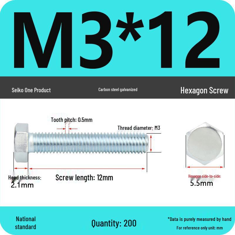 8.8 Grade Galvanized Hex Head Bolt, High-Strength M4-M30