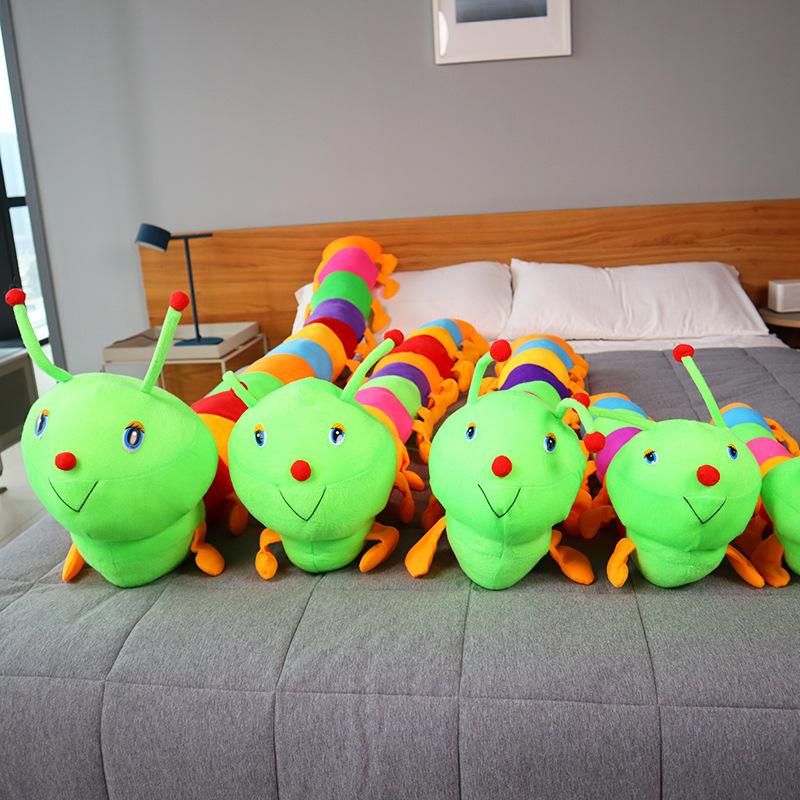 Large Cute Colorful Caterpillar Long Throw Pillow, Caterpillar Plush Toy Cushion Children's Doll