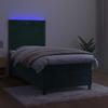 Vidaxl Letto Continentale Con Materasso E LED Verde Velluto 100X200Cm