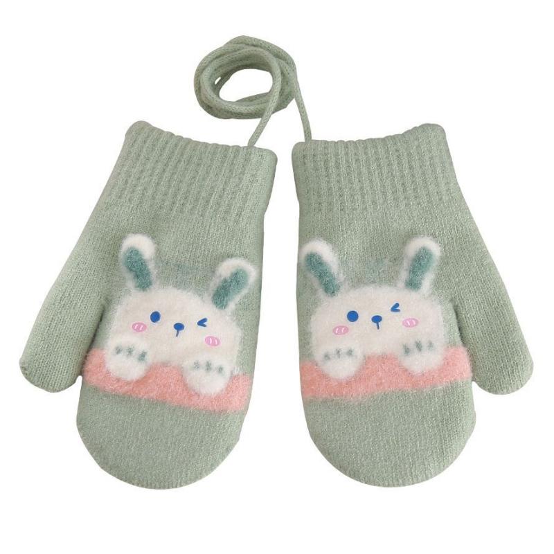 Thicken Mittens For Children Kids Mittens Rabbit Cartoon Winter Cute Knitted Gloves Toddler Warm Rope Boy Girls Baby Hand Gloves