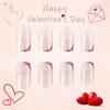 24 Pcs Short Square False Nail with Heart Artificial Nail Valentines Day Press On Nail French Tip Stick on Nail