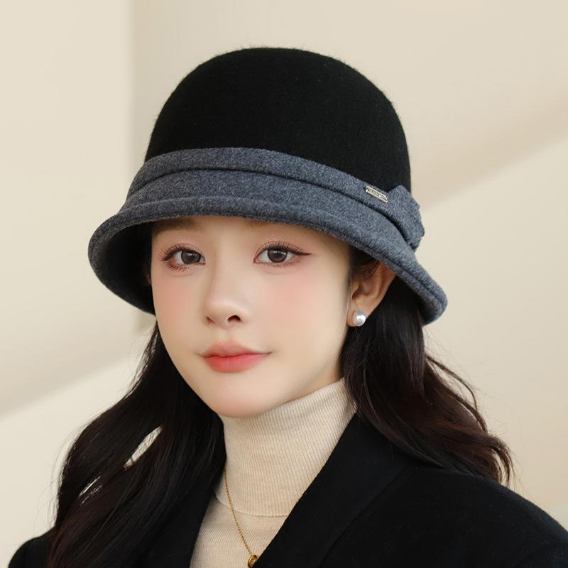 Autumn and Winter Woolen Hat Women's French Bucket Hat Retro Top Hat Thermal Basin Hat Fashion Accessory, Winter Hat for Women, Ladies Winter Hats