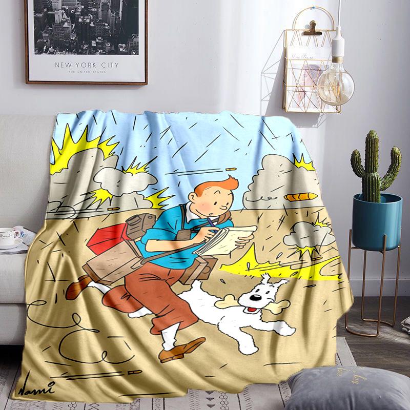 Tintin's Adventure City Blanket Lightweight Flannel Bedding Blanket Perfect for Travel, Camping, Living Rooms, Offices, Sofas, Fan Christmas gift
