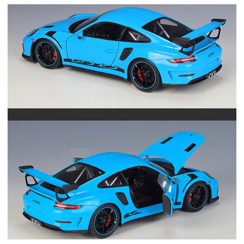 Model auta z lehké slitiny v měřítku 1/18 Welly Porsche 911 GT3 RS litý kovový model autíčka na hraní Model auta s vysokou simulací kolekce Dětské dárky