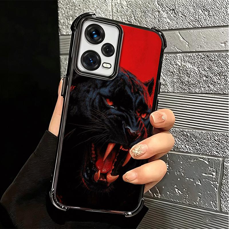 Black Panther Cool Animal Plating Phone Case For Xiaomi Redmi Note 14 15 Pro Plus 13 12 11 11S 11T 10 9S 9 5G Anti-Fall Airabag