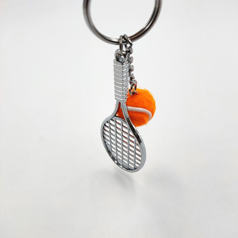 SCIONE Creative Alloy Tennis Key Chain DIY Sports Tennis Racket Pendant Mini Tennis Key Chain Two-piece Pendant Small Gift