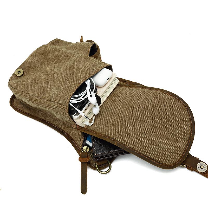 New Men's Casual Bag Canvas Fashionable Commuting Backpack Large Capacity Waist Bag Single Shoulder Small Shoulder Bag Workwear Shoulder Bag