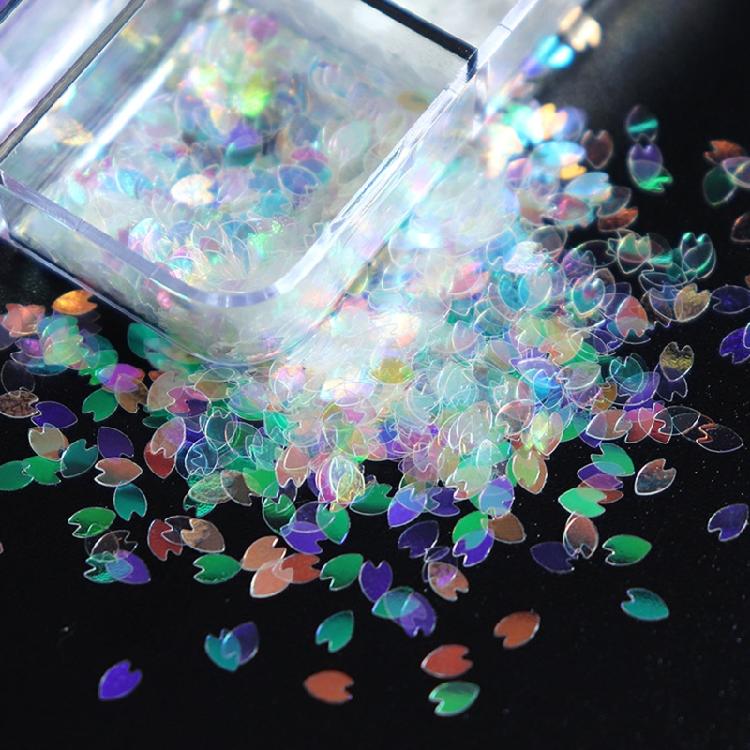 6 Grids Cherry Blossom Petal Nail Art Glitters 3D Nail Sequins Color Glitters