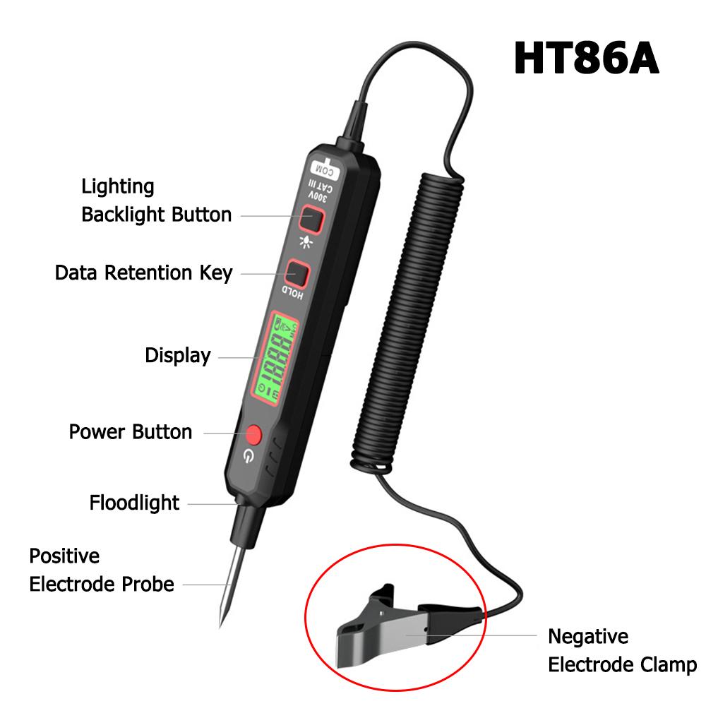 HT86A/HT86B Car Circuit Voltage Tester Pen Automobile Fault Detector Instrument Mini Digital Car Fuse Diagnostic Probe Test Pen