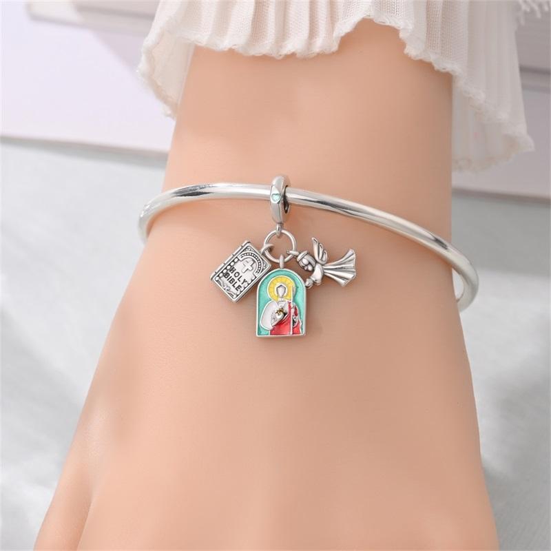 Charms Rame Bibbia Croce di Gesù Angeli Serie Preghiera Perline Charms Ciondolo Adatto Braccialetto Fai da te Gioielli da Donna