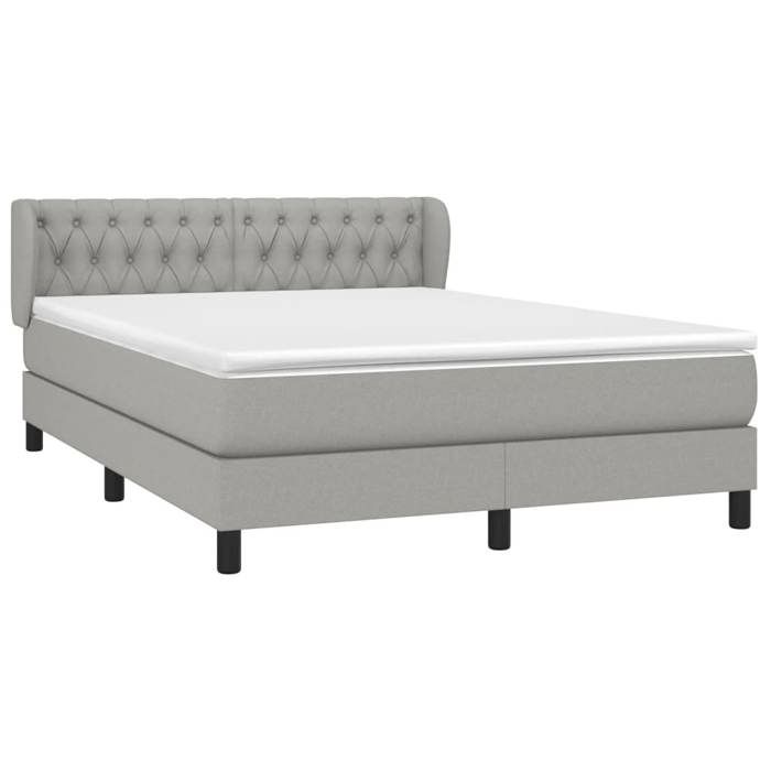 VidaXL Lit à sommier tapissier avec matelas Gris clair 140x200cm Tissu - Modèle 3126485