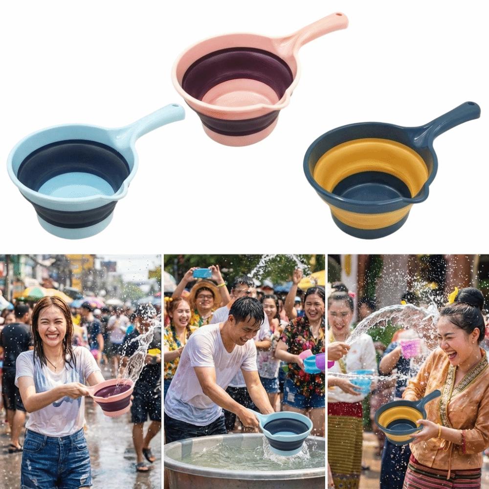 Creative Folding Water Scoop Long Handle Suspensible Kitchen Water Ladle Portable Thickened Fruit Washing Scoop Water Park