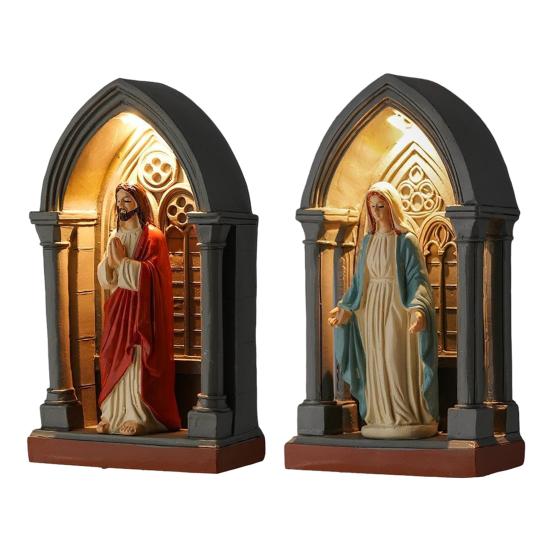 Cathedral LED Prayer Shrine Night Light Religious Table Lamp with Illuminated Arch Spiritual Gifts for Women Men Christian