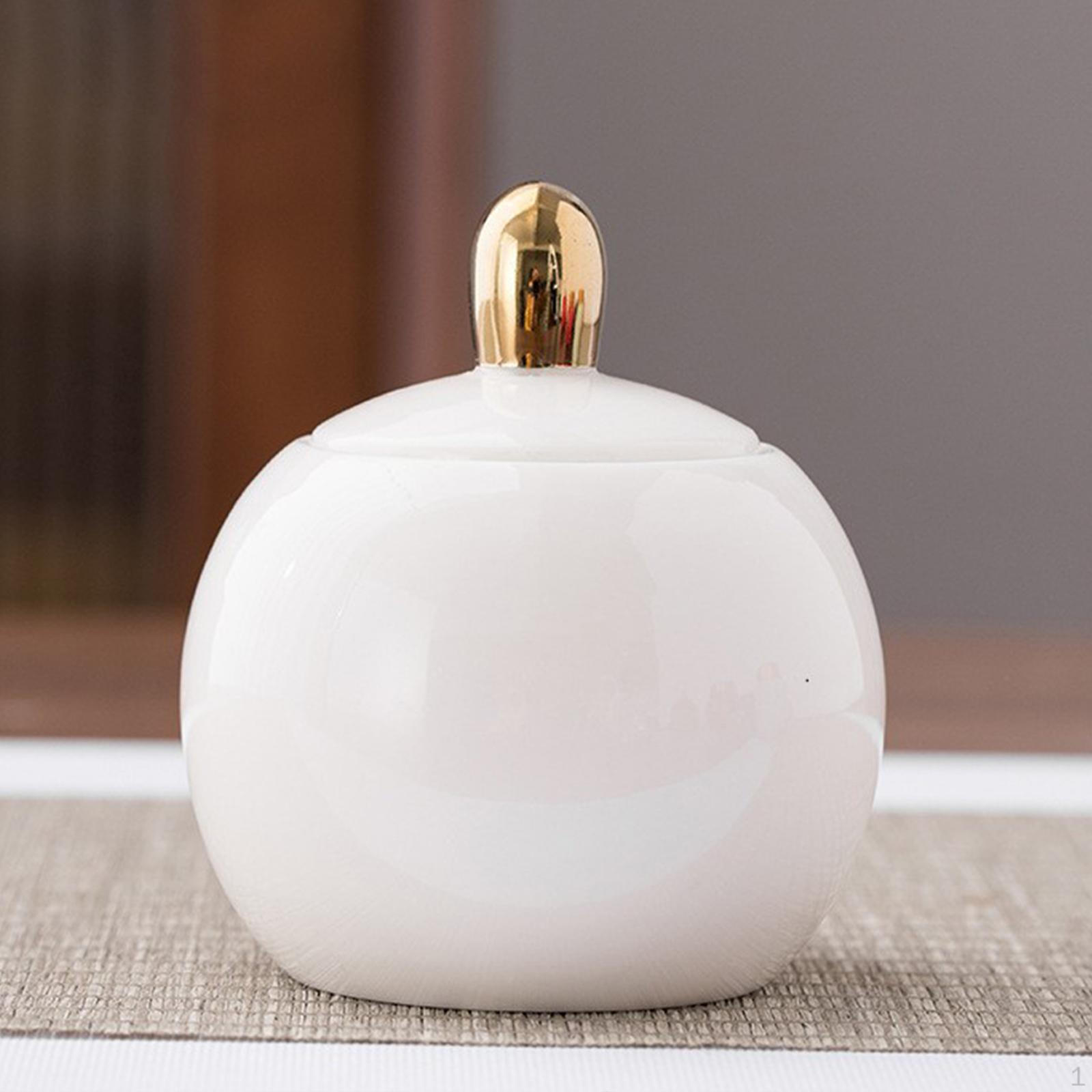 Ceramic Tea Storage Jar Food Container Portable with Lid Lidded Kitchen Canister for белый