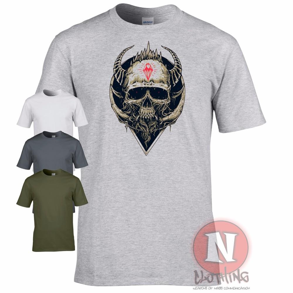 Camiseta Skull Design Biker Militar Emo Goth World Of War