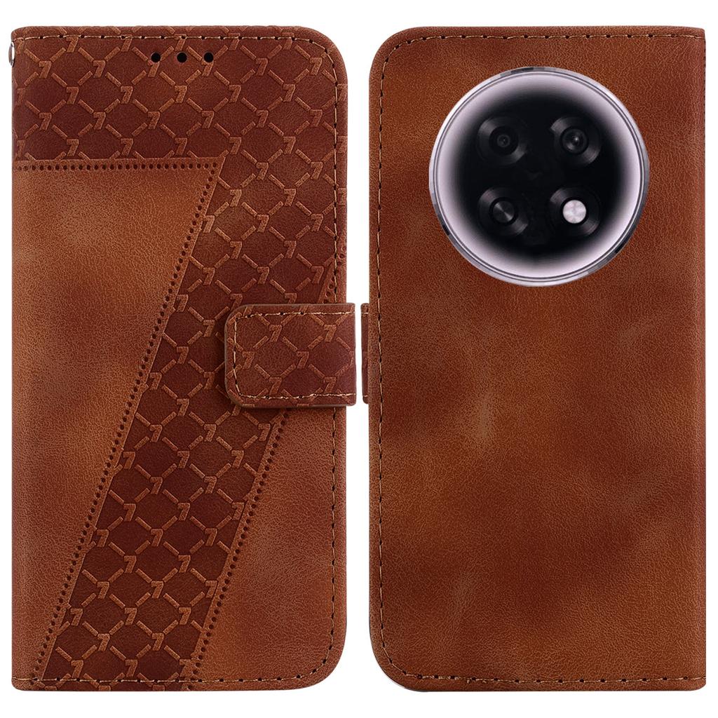 For Oppo F31 Pro+ 5G/A6 GT 5G Stand Case 7-Shaped Pattern Imprint Leather Phone Cover with Strap