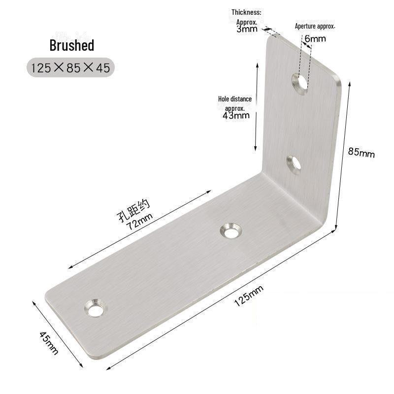 

Прямий кутовий трикутний кронштейн з нержавіючої сталі для полиць столу