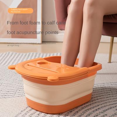 1pc Foldable Foot Bath Tub with Built-in Massager - Large Relaxation Pool for Soaking, No Electricity Needed, For Home Bathroom