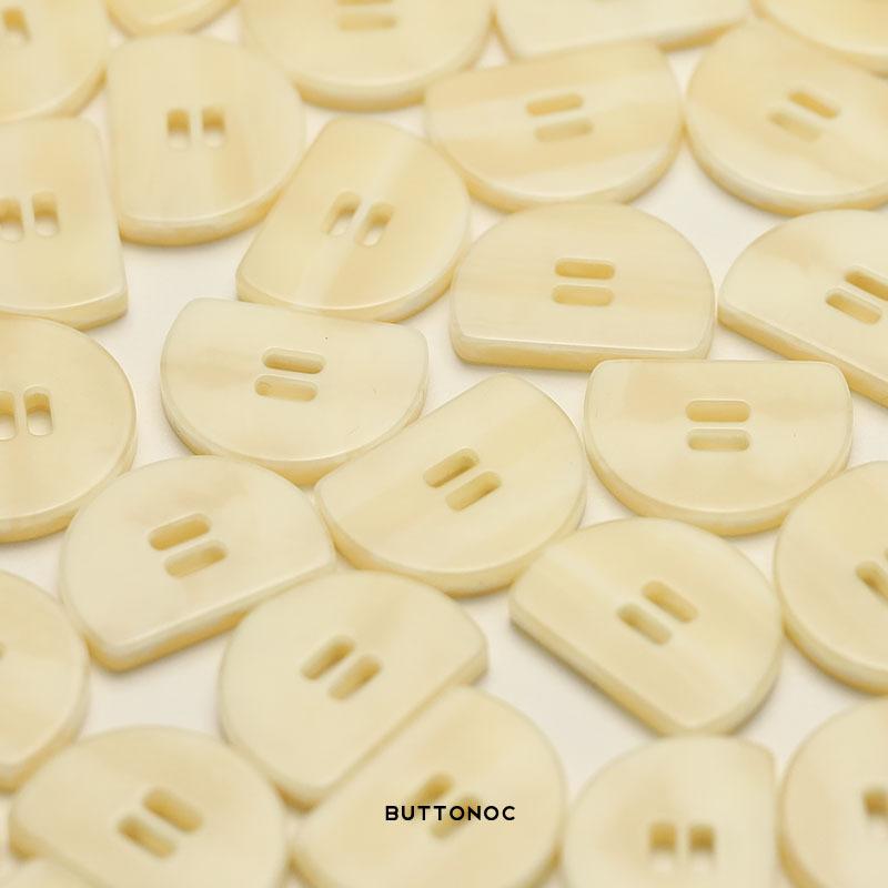 5pcs Two long eyes, semi-round beige resin buttons, knitted sweater, sweater clothing buttons, autumn and winter woolen coat buttons