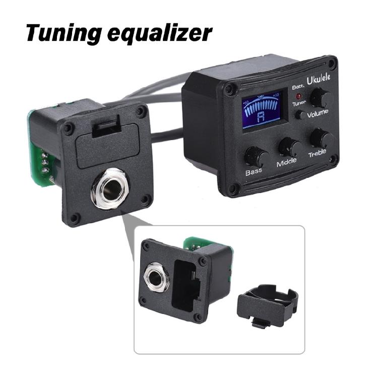 Guitar Preamp Pickup Digital Tuner Systems 3-Band Equalizer Ukulele Piezo Pickup with LCD Display and Volumes Control