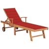 Day and Night - Day and Night Lounger with Red Cushion Solid Teak Wood