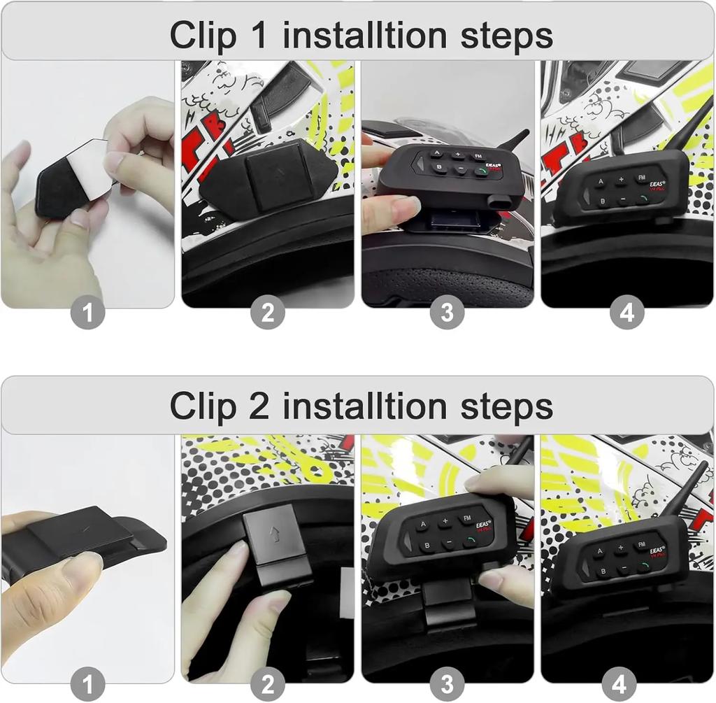 Motorcycle Helmet Bluetooth Intercom V4 Plus Football Referee Bluetooth Intercom Earphones with CVC Noise Reduction and FM Radio