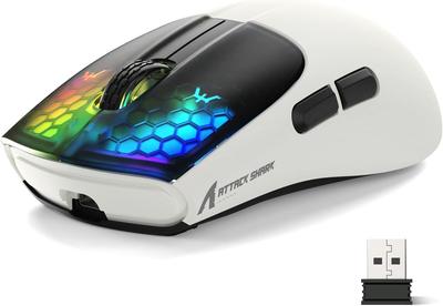 MAMBASNAKE X ATTACK SHARK X5 Gaming PixArt3212 Ergonomic Compatible with and Authorized Retailer Warranty Black White Mouse, Ultra-Lightweight (53g),