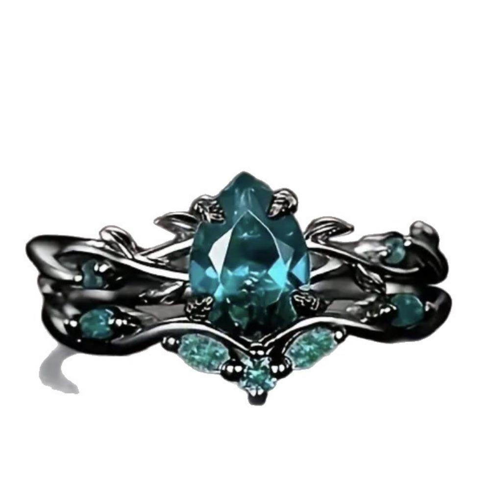 Luksusowy Nowy Modny Pierścionek Pistolet Czarny Inkrustowany Zielonym Diamentem Pierścionek Europejski i Amerykański Ins Biżuteria Zaręczynowa Kobiety