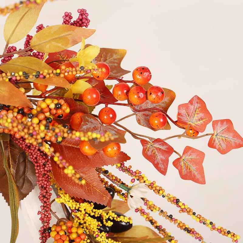 Harvest Festival Maple Leaf & Berry Wreath - Thanksgiving/Halloween Decor